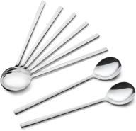 🥄 premium quality stainless steel korean spoons set - 8 piece soup spoons with long handles for home, kitchen or restaurant use logo