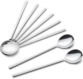 img 4 attached to 🥄 Premium Quality Stainless Steel Korean Spoons Set - 8 Piece Soup Spoons with Long Handles for Home, Kitchen or Restaurant Use