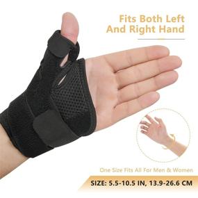 img 1 attached to 👍 Thumb Arthritis Brace - Powerfully Therapeutic Joint Thumb Spica Splint for Pain Relief, Arthritis, Tendonitis, Sprains, Strains, Carpal Tunnel & Trigger Thumb Immobilizer - Adjustable Wrist Strap - Suitable for Left or Right Hands (Black)