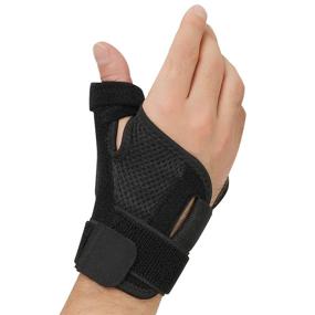 img 4 attached to 👍 Thumb Arthritis Brace - Powerfully Therapeutic Joint Thumb Spica Splint for Pain Relief, Arthritis, Tendonitis, Sprains, Strains, Carpal Tunnel & Trigger Thumb Immobilizer - Adjustable Wrist Strap - Suitable for Left or Right Hands (Black)