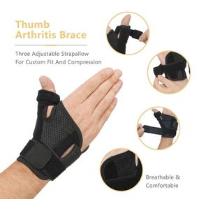 img 2 attached to 👍 Thumb Arthritis Brace - Powerfully Therapeutic Joint Thumb Spica Splint for Pain Relief, Arthritis, Tendonitis, Sprains, Strains, Carpal Tunnel & Trigger Thumb Immobilizer - Adjustable Wrist Strap - Suitable for Left or Right Hands (Black)