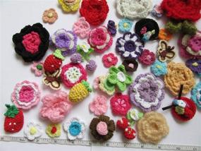 img 3 attached to 🌸 YYCRAFT 50pcs Crochet Flower/Bow/Butterfly Applique: Perfect Sewing Embellishments for Baby Girls Headbands, Bows, Crafts, Clothes Hats - Assorted Sizes & Colors