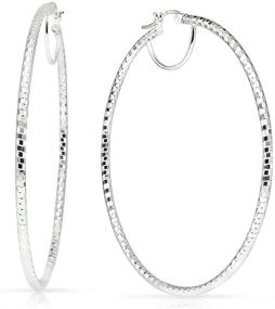 img 4 attached to 💎 SOLIDSILVER- Sterling Silver Lightweight Click Top Diamond Cut Hoop Earrings, High Polish, Sizes 15-80mm