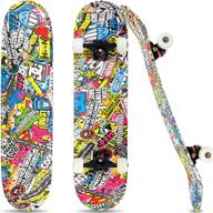 🛹 pwigs 31x8 high elastic protable complete standard skateboard double kick longboards for teens adults beginners girls boys - improved seo logo