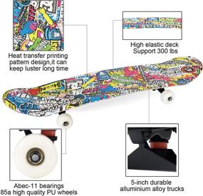 img 2 attached to 🛹 Pwigs 31x8 High Elastic Protable Complete Standard Skateboard Double Kick Longboards for Teens Adults Beginners Girls Boys - Improved SEO