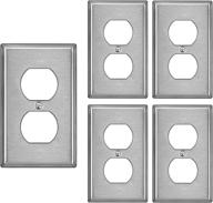 🔲 premium 1-gang stainless steel wall plate - 5 pack, brushed finish, anti-corrosion outlet and switch cover logo