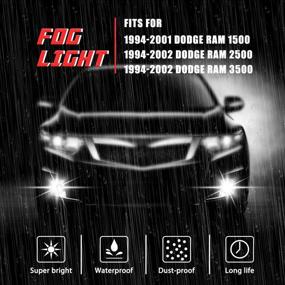 img 2 attached to 🔦 Clear Lens Fog Lights Replacement for 1994-2001 Dodge Ram 1500 2500 3500 Pick Up Truck - 881 12V 27W Halogen Bulbs Included