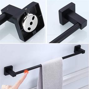 img 2 attached to 🖤 Stylish Matte Black Metal Towel Bar Rack for Bathroom - 16 Inch (40 cm)