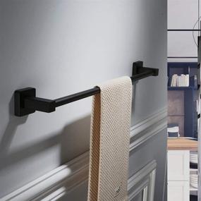 img 3 attached to 🖤 Stylish Matte Black Metal Towel Bar Rack for Bathroom - 16 Inch (40 cm)