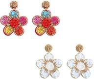 colorful flower statement earrings colorful logo