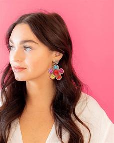 img 2 attached to Colorful Flower Statement Earrings Colorful