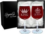 🍷 impirilux king and queen wine glasses - perfect gift for newlyweds, engagements, anniversaries, weddings, parents, couples, and christmas - stylish drinking glassware for special occasions logo