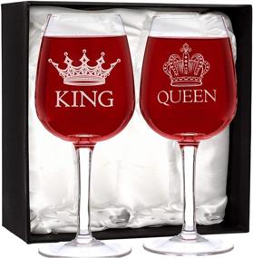 img 2 attached to 🍷 ImpiriLux King and Queen Wine Glasses - Perfect Gift for Newlyweds, Engagements, Anniversaries, Weddings, Parents, Couples, and Christmas - Stylish Drinking Glassware for Special Occasions