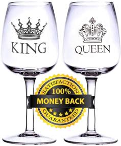 img 1 attached to 🍷 ImpiriLux King and Queen Wine Glasses - Perfect Gift for Newlyweds, Engagements, Anniversaries, Weddings, Parents, Couples, and Christmas - Stylish Drinking Glassware for Special Occasions