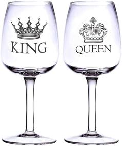 img 3 attached to 🍷 ImpiriLux King and Queen Wine Glasses - Perfect Gift for Newlyweds, Engagements, Anniversaries, Weddings, Parents, Couples, and Christmas - Stylish Drinking Glassware for Special Occasions