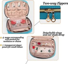 img 1 attached to 👜 Teal Teamoy Mini Jewelry Travel Case: Small Organizer Bag for Earrings, Necklaces, Rings, and More