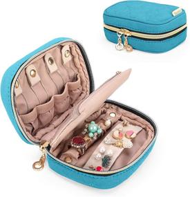 img 4 attached to 👜 Teal Teamoy Mini Jewelry Travel Case: Small Organizer Bag for Earrings, Necklaces, Rings, and More