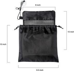 img 2 attached to 🛁 Yihoon Mesh Shower Tote Bag Caddy - Ultimate Toiletry Organizer for Dorms and Gyms with Suction Cup and Zipper Drawstring Pouch - Black 2 in 1