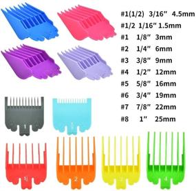 img 2 attached to 💇 Professional 10 Pcs Hair Clipper Combs Guides: Colorful Clipper Attachments, 1/16” to 1” Range, Compatible with Most Wahl Clippers!