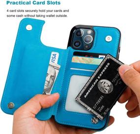 img 1 attached to 📱 Vaburs iPhone 12 Pro Max Case Wallet Card Holder, Embossed Butterfly Pattern PU Leather Magnetic Flip Cover, Shockproof, Blue, 6.7 Inch