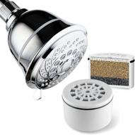aquacare by hotelspa: large 4 inch chrome face filtered shower head with 6 settings & 3 stage filter cartridge - elevate your shower experience with spa luxury and enhanced water quality! logo