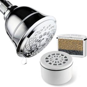 img 4 attached to AquaCare By HotelSpa: Large 4 Inch Chrome Face Filtered Shower Head with 6 Settings & 3 Stage Filter Cartridge - Elevate Your Shower Experience with Spa Luxury and Enhanced Water Quality!