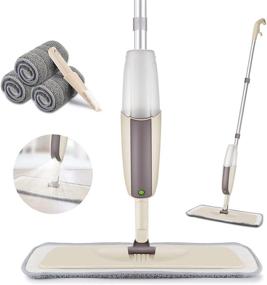 img 4 attached to Spray Mop Upgrade for Floor Cleaning - Refillable Bottle & 3 Washable Pads 🧹 | Flat Mop for Home Kitchen Hardwood Laminate Wood Ceramic Tiles Floor Cleaning | HOMTOYOU