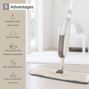 img 3 attached to Spray Mop Upgrade for Floor Cleaning - Refillable Bottle & 3 Washable Pads 🧹 | Flat Mop for Home Kitchen Hardwood Laminate Wood Ceramic Tiles Floor Cleaning | HOMTOYOU