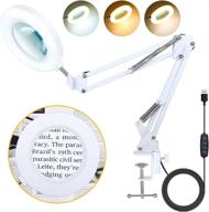 versatile magnifying glass lamp with stand: 5x real glass lens, stepless 🔍 dimmable led light, adjustable swivel arm - ideal for reading, close work & repair логотип