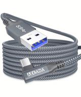 🔌 high speed 10ft usb c cable 3.0 with 90 degree angled connector - fast data transfer and charging - compatible with samsung galaxy note s21 s20 and more (grey) logo
