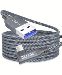 img 4 attached to 🔌 High Speed 10ft USB C Cable 3.0 with 90 Degree Angled Connector - Fast Data Transfer and Charging - Compatible with Samsung Galaxy Note S21 S20 and More (Grey)