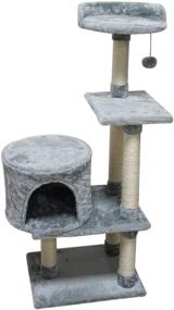 img 3 attached to FISH&amp;NAP Cat Tree Cat Tower Cat Condo With Sisal 🐟 Scratching Posts, Jump Platform, and Grey Cat Furniture Activity Center Play House