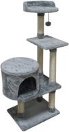 fish&amp;nap cat tree cat tower cat condo with sisal 🐟 scratching posts, jump platform, and grey cat furniture activity center play house logo