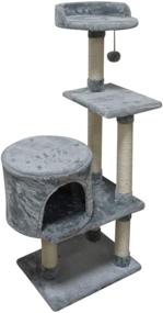 img 4 attached to FISH&amp;NAP Cat Tree Cat Tower Cat Condo With Sisal 🐟 Scratching Posts, Jump Platform, and Grey Cat Furniture Activity Center Play House