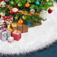 sccody christmas tree skirts: 60-inch white faux fur for festive merry christmas party decorations логотип