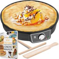 🥞 12-inch nonstick electric griddle - crepe maker machine (lifetime warranty), pancake griddle set with batter spreader, wooden spatula - portable, compact, easy to clean crepe pan for roti, tortilla, blintzes логотип