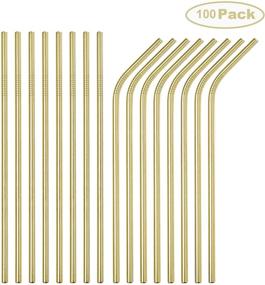 img 2 attached to 🥤 Bulk Pack of 100 Gold Stainless Steel Straws, 8.5'' Length, 6mm Diameter, for 20oz Tumblers - Includes 50 Straight and 50 Bent - Ideal for Yeti Cups - 100pc-2156mmgold