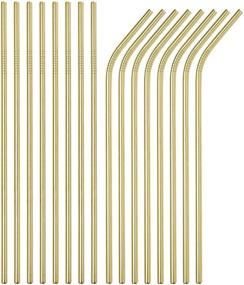 img 3 attached to 🥤 Bulk Pack of 100 Gold Stainless Steel Straws, 8.5'' Length, 6mm Diameter, for 20oz Tumblers - Includes 50 Straight and 50 Bent - Ideal for Yeti Cups - 100pc-2156mmgold