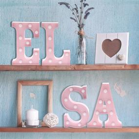 img 1 attached to 🎀 Barnyard Designs Metal Marquee Letter A Light-Up Wall Initial Nursery Letter, Home and Event Decoration - 9 Inches (Baby Pink)