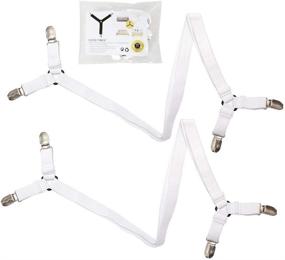 img 2 attached to 🛏️ Adjustable Crisscross Fitted Sheet Fasteners - 2 Pcs Premium Bed Sheet Band Straps Grippers Suspenders Corner Holder Elastic Heavy Duty for All Bedsheets Flat Sheets Mattress Cover (Set of 2, White)
