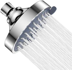 img 4 attached to 🚿 Faneborrn California CA Rain Fixed Showerhead - Large Flow 4.1 Inch, Adjustable Rotating Ball Joint, 5 Spray Settings, Chrome Finish