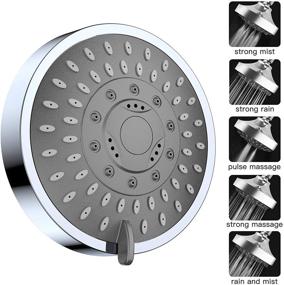 img 3 attached to 🚿 Faneborrn California CA Rain Fixed Showerhead - Large Flow 4.1 Inch, Adjustable Rotating Ball Joint, 5 Spray Settings, Chrome Finish