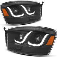 🔦 oedro headlight assembly: compatible with 2006-2009 dodge ram 1500/2500/3500 - black housing headlamps with led logo
