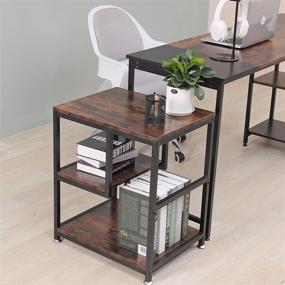 img 1 attached to 🏭 Fannova Industrial End Table with Storage Shelf for Living Room, Bedroom, or Home Office - Rustic Brown