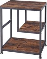 🏭 fannova industrial end table with storage shelf for living room, bedroom, or home office - rustic brown logo