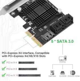 img 1 attached to 🔌 Эффективная PCIe SATA-карта: Electop SATA III 6 Гбит/с Расширительный контроллер для настольного ПК - поддержка 5 портов с кабелями, JMB585/SATA 3.0 Не RAID