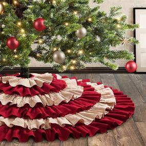 img 4 attached to 🎄 Meriwoods 48 Inch Ruffled Burlap Christmas Tree Skirt: Rustic Rust-Colored Holiday Decor