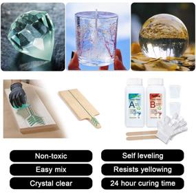 img 2 attached to 🎨 Epoxy Resin Clear Crystal Coating Kit 8.8oz - 2 Part Casting Resin for Art, Craft, Jewelry Making, River Tables - Includes Bonus Gloves, Measuring Cup, and Wooden Sticks