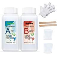 🎨 epoxy resin clear crystal coating kit 8.8oz - 2 part casting resin for art, craft, jewelry making, river tables - includes bonus gloves, measuring cup, and wooden sticks logo