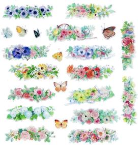 img 4 attached to 🌸 Watercolor Flower Frame Butterfly Planner Stickers - DIY Decorative Scrapbooking Embellishments for Journal, Diary, Notebook, Letters, Calendar, Card Making & Envelopes - Adhesive Art Craft Gift